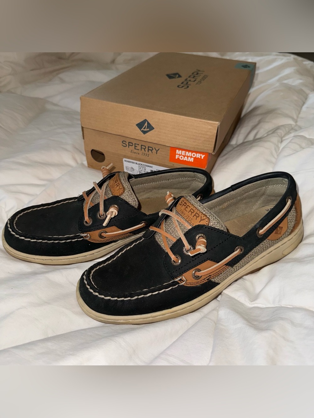 Sperry Black & Tan Leather Boat Shoes